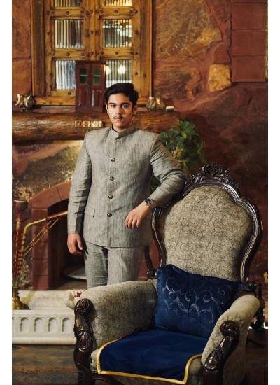 The Velvoro Regal Linen Bandhgala Jacket