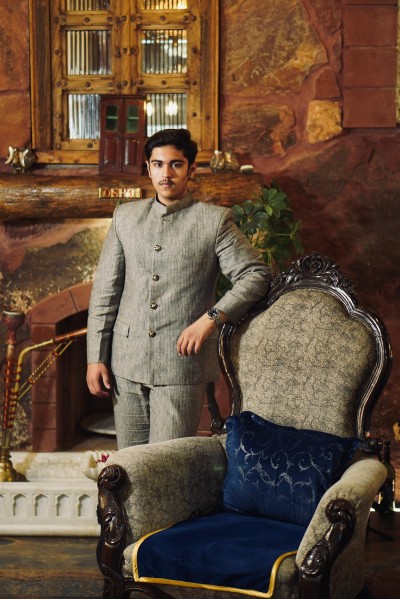 The Velvoro Regal Linen Bandhgala Jacket